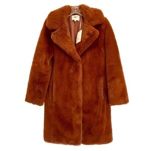 MKT STUDIO Faux Fur Teddy Coat Jacket Rust $350